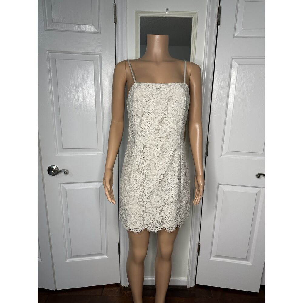 Chaser NWT Oyster Vintage Lace Scallop Cami Lined Party Mini Dress Size Medium